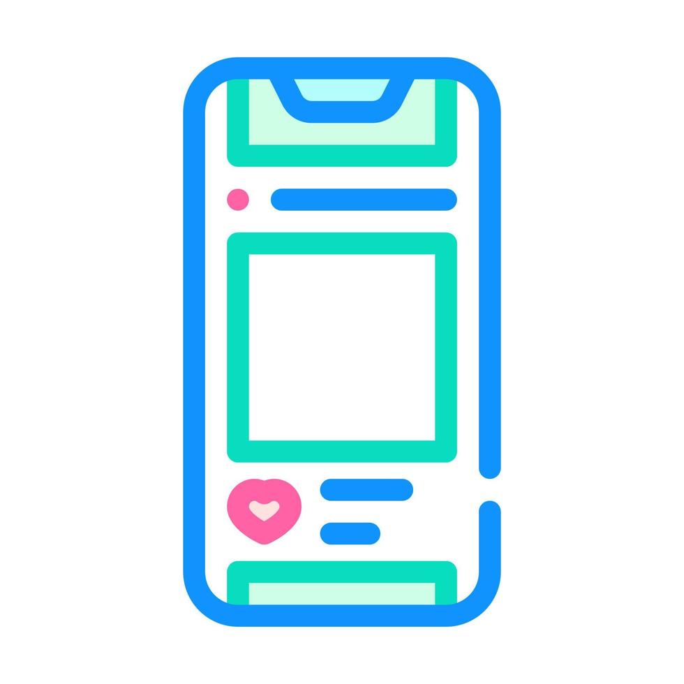 social networks smartphone color icon vector illustration