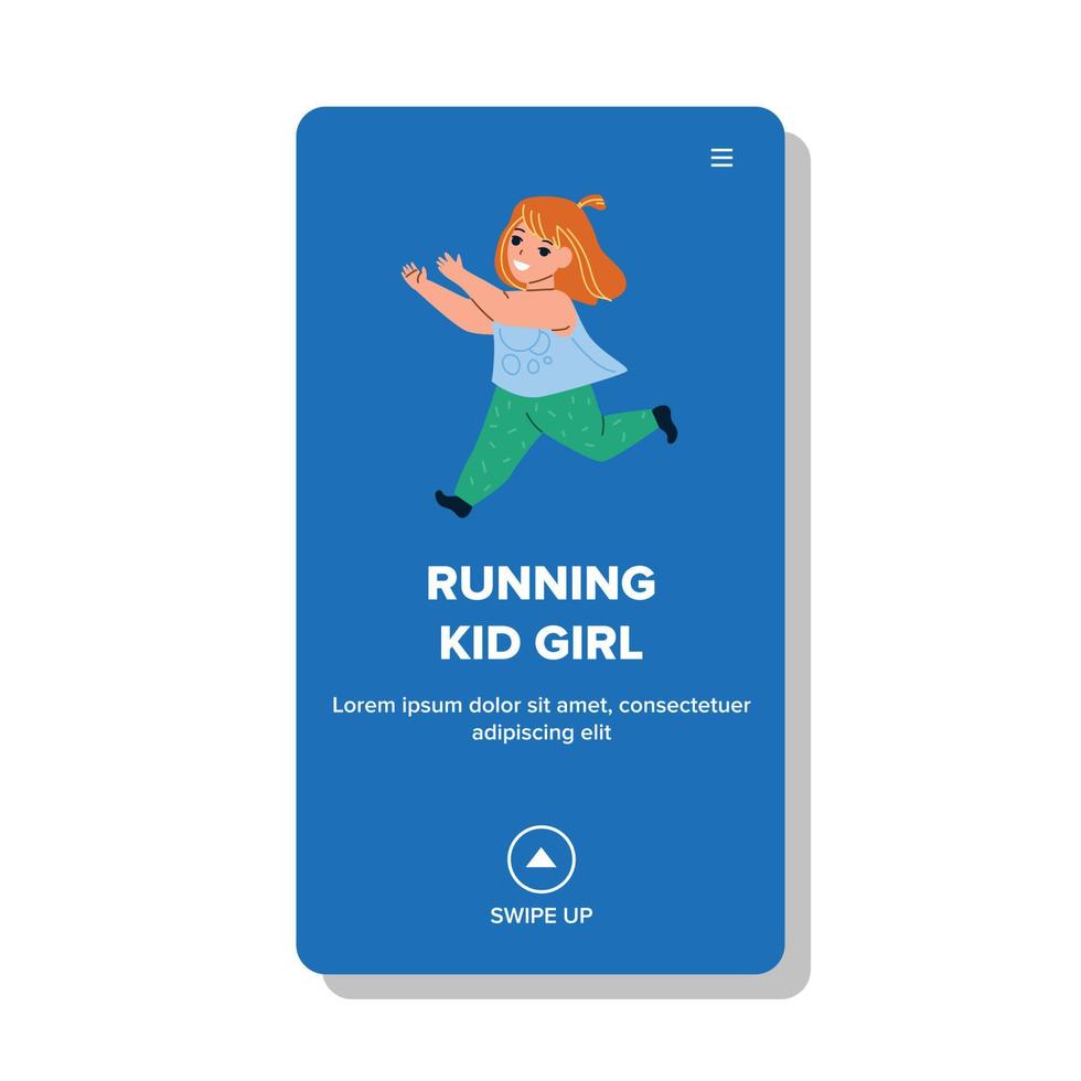 Running Kid Girl On Children Playground Vector
