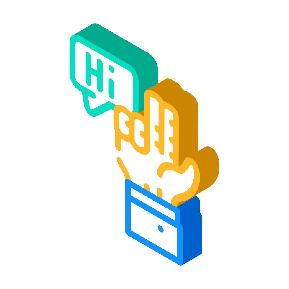 communication in sign language isometric icon vector illustration