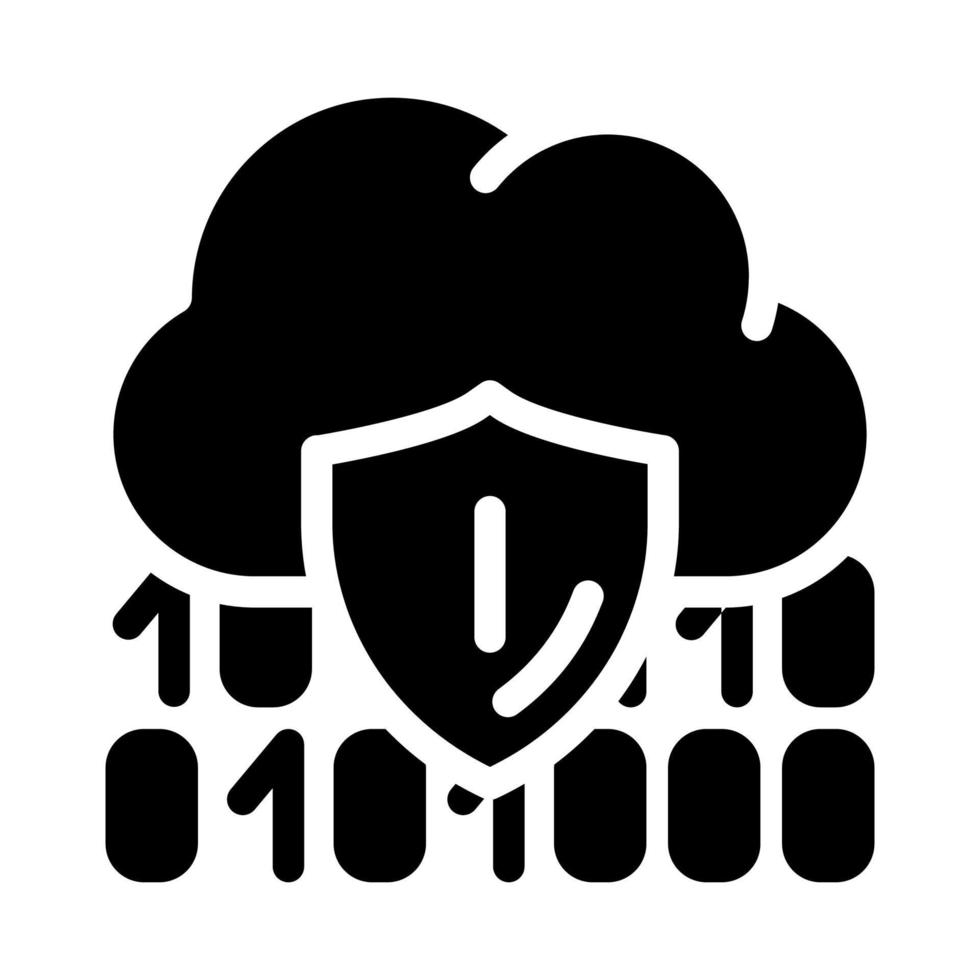 cloud data protection glyph icon vector illustration