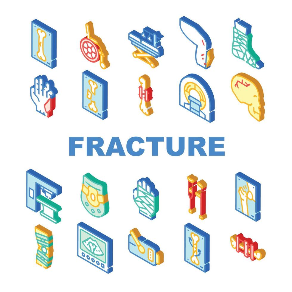 Fracture Accident Collection Icons Set isolated illustration vector