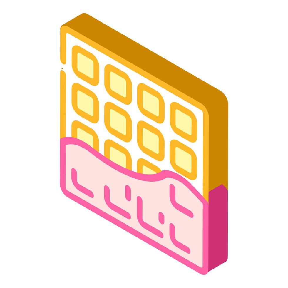 waffle dessert isometric icon vector illustration