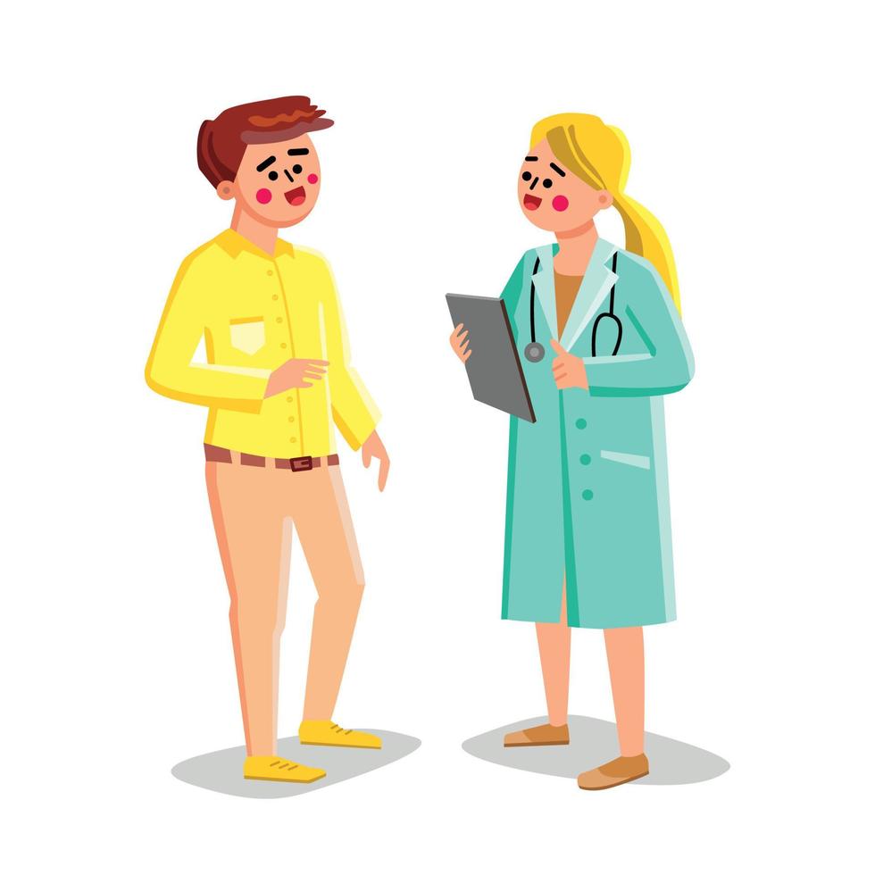 Doctor Talking With Patient In Hospital Vector