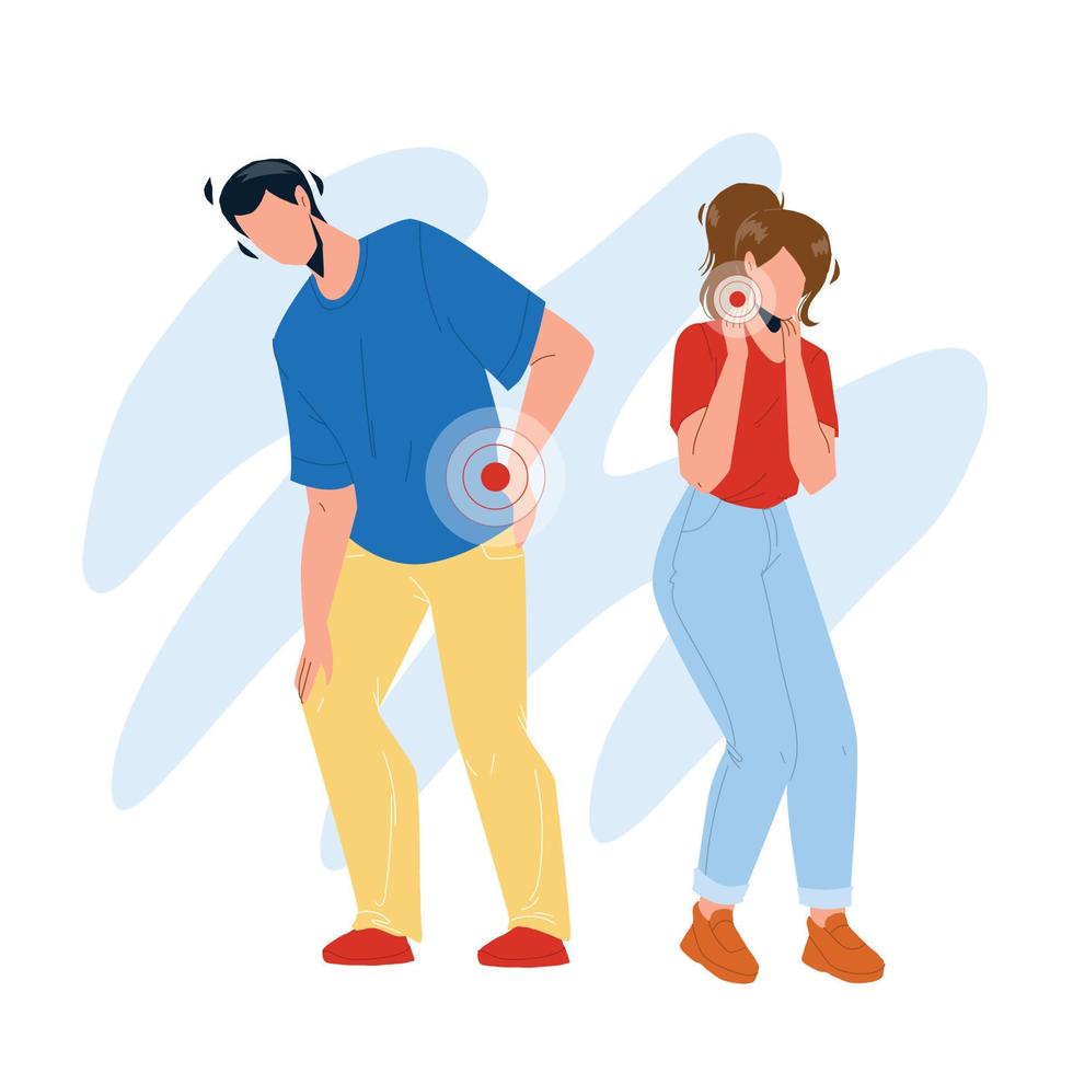 Neck And Back Pain Have Boy And Girl Couple Vector 8372058 Vector Art ...