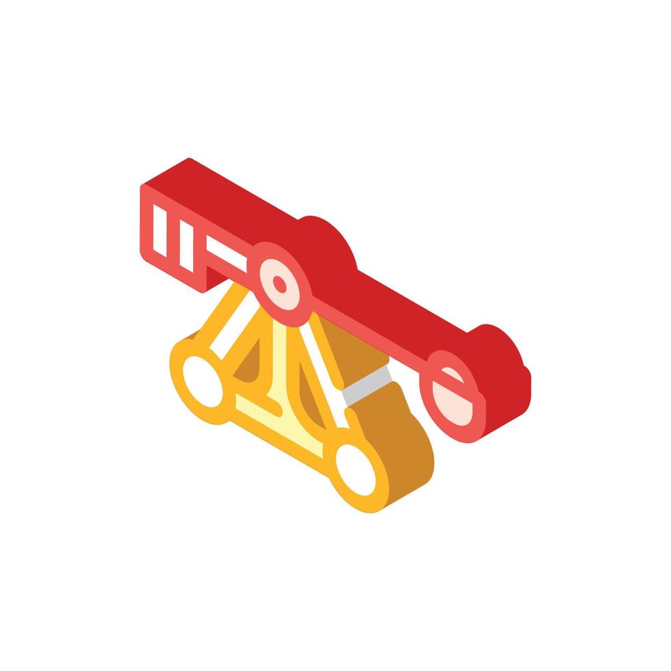 medieval catapult weapon isometric icon vector illustration