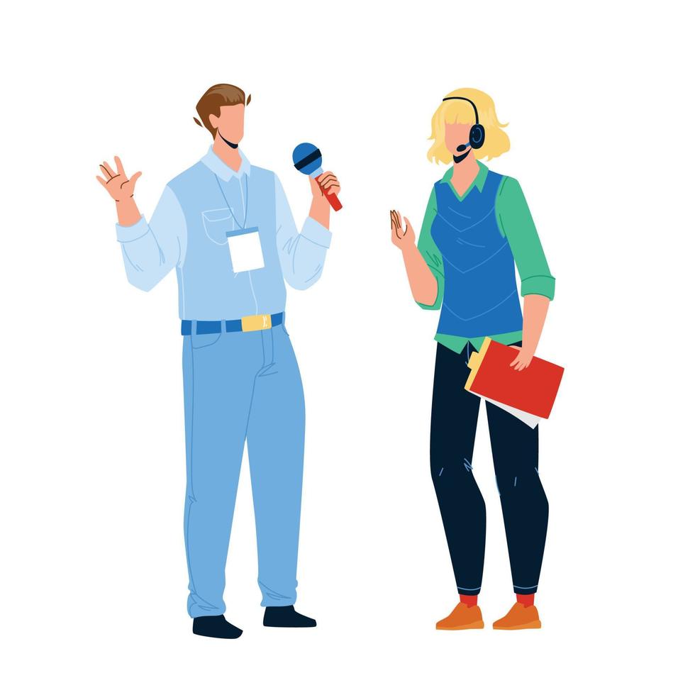 Speaker Man And Woman Speak On Conference Vector