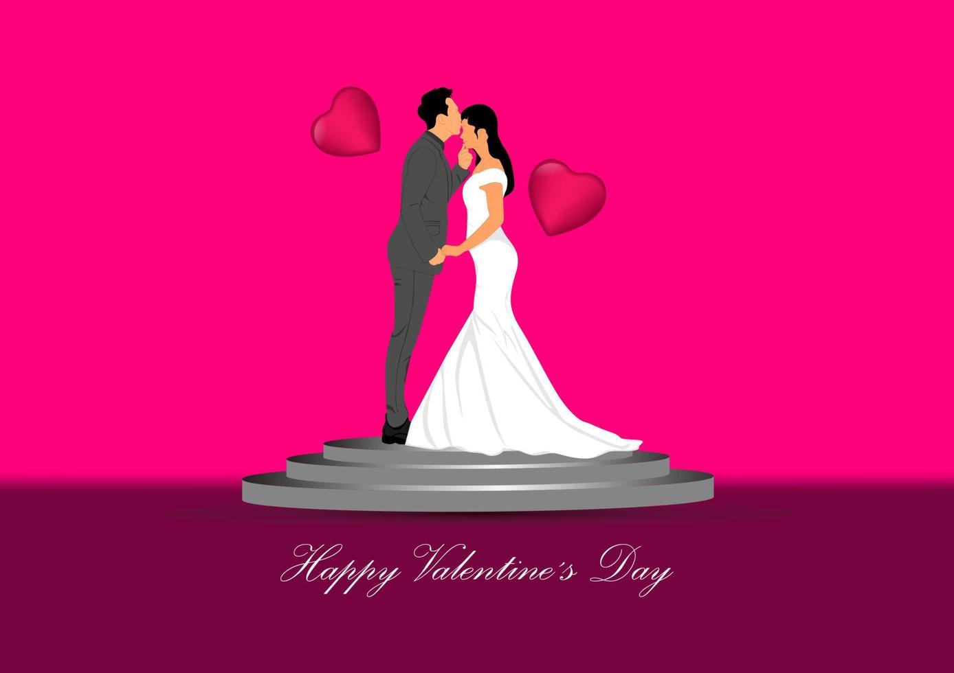 graphics image Bride And Groom Couple Wedding Dress vector illustration with heart valentine day