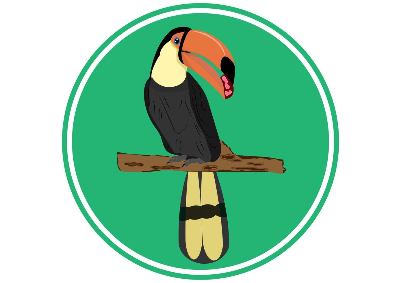 Cálao de pájaro parado en la rama del diseño del árbol para la ilustración del vector del logotipo