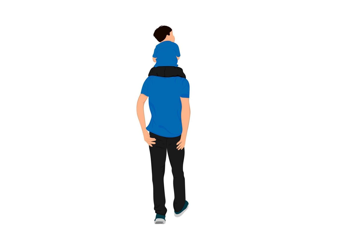 a boy riding his father neck happy against vector illustration isolated white background