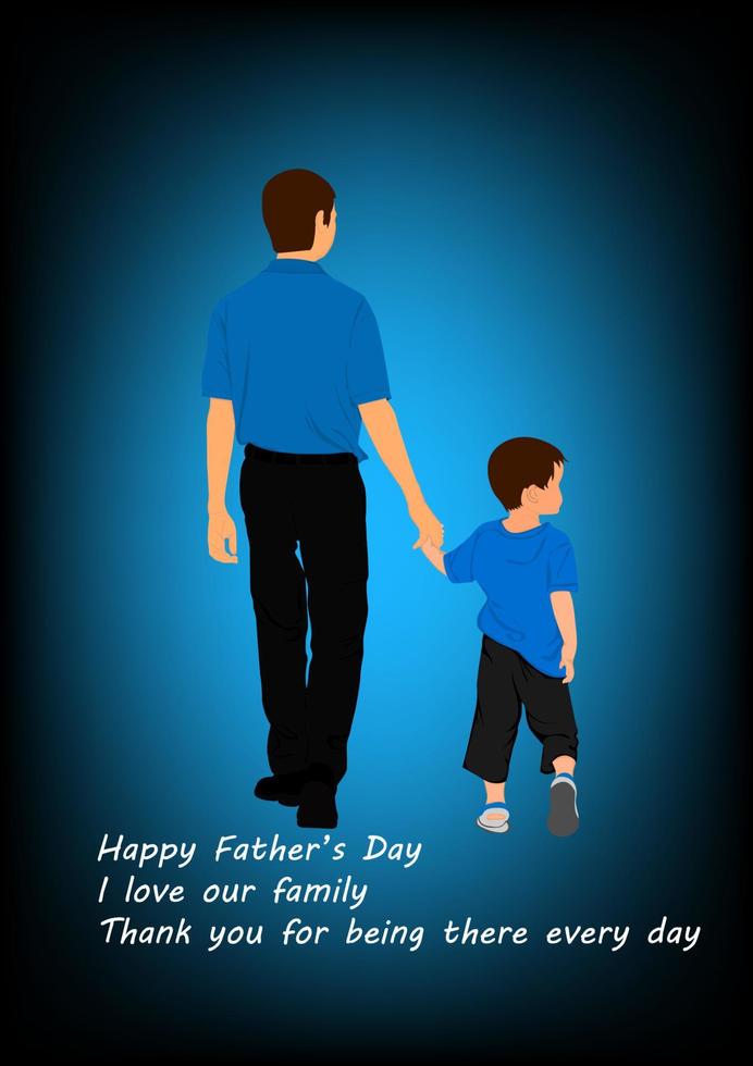 Graphics Design Father holding the young on hands concept Happy Father's Day greeting card vector illustration