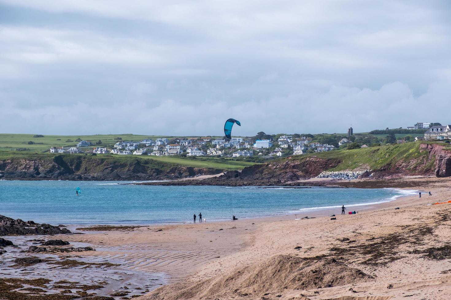 View of South Milton Sands beach at Thurlestone in Devon photo