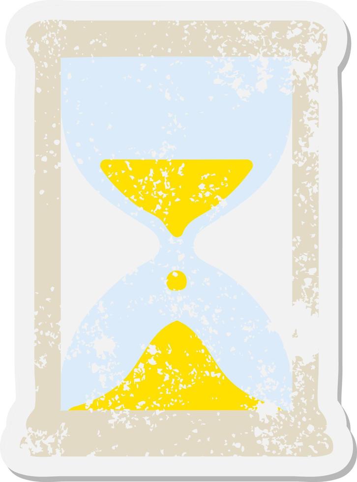 hourglass running sand grunge sticker vector