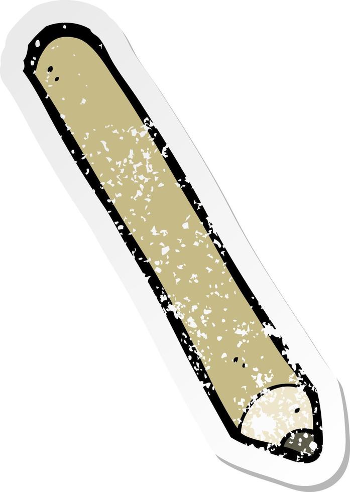 retro distressed sticker of a cartoon pencil vector