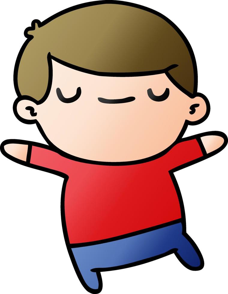 gradient cartoon of a kawaii cute boy vector