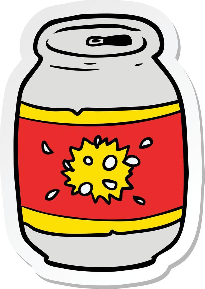 sticker of a cartoon soda can vector