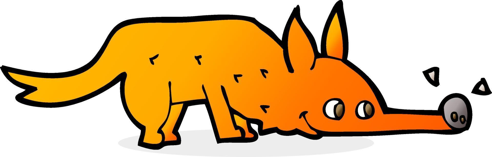 cartoon fox sniffing floor vector