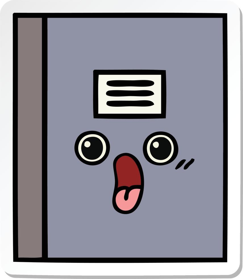 sticker of a cute cartoon notebook vector