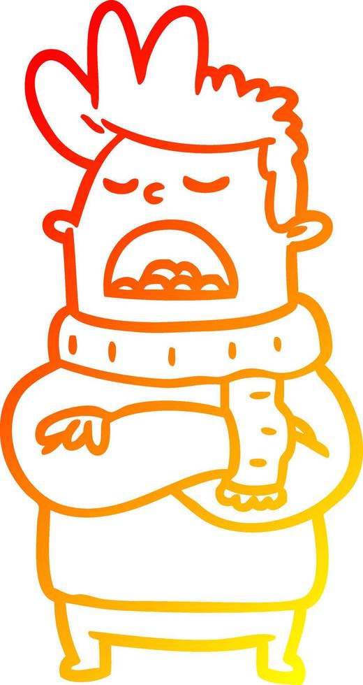 warm gradient line drawing obnoxious man in winter clothes vector