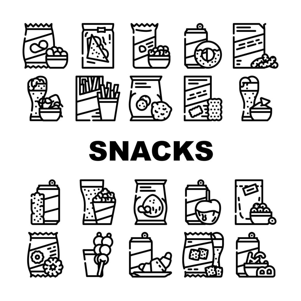 Snacks Food And Drink Collection Icons Set Vector