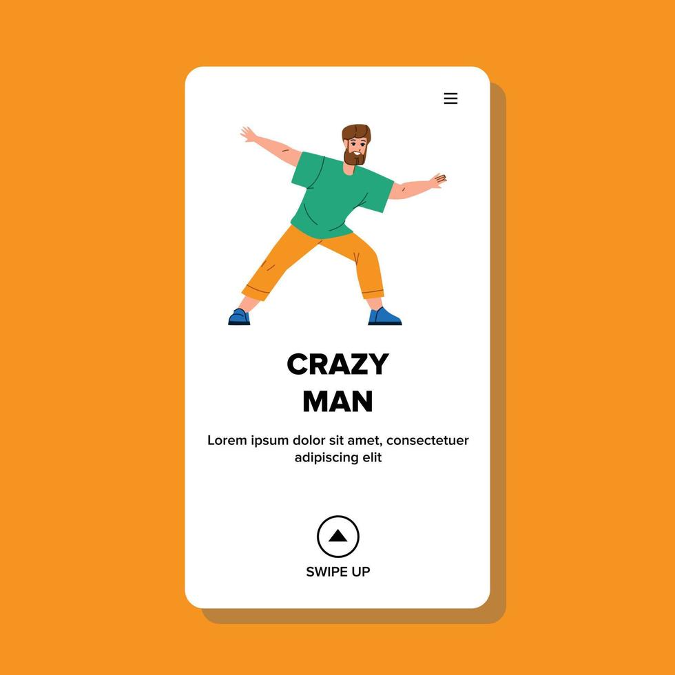 Crazy Man Funny Dancing Expressive Dance Vector