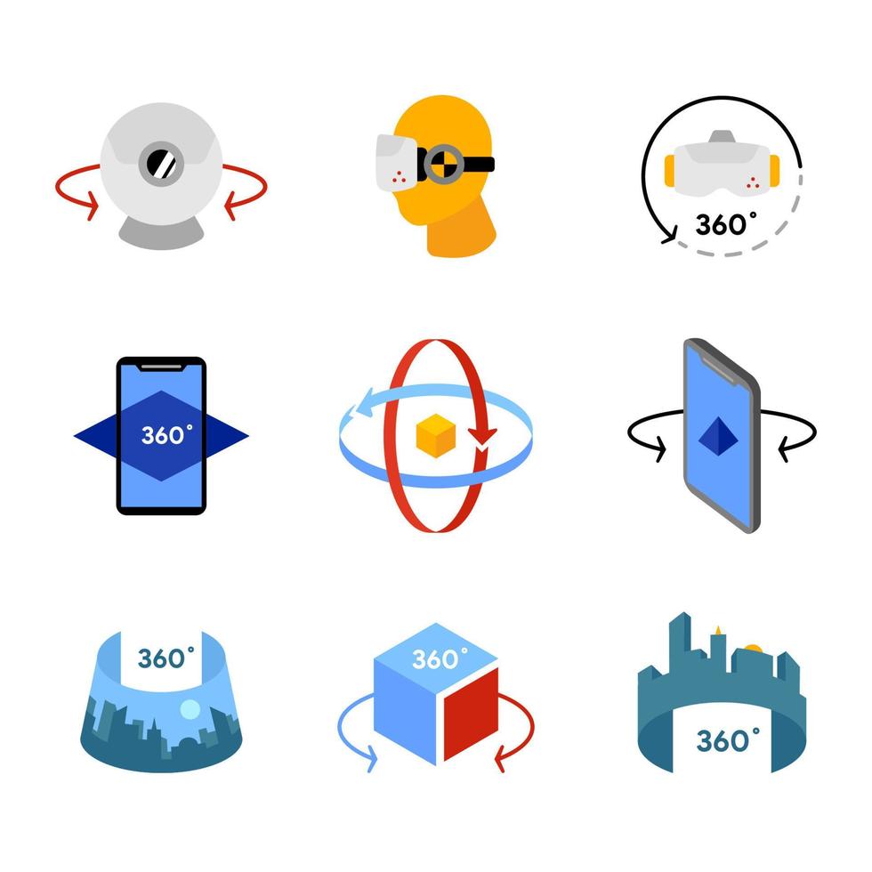 Set of 360 Degree Technologies Icons Set vector