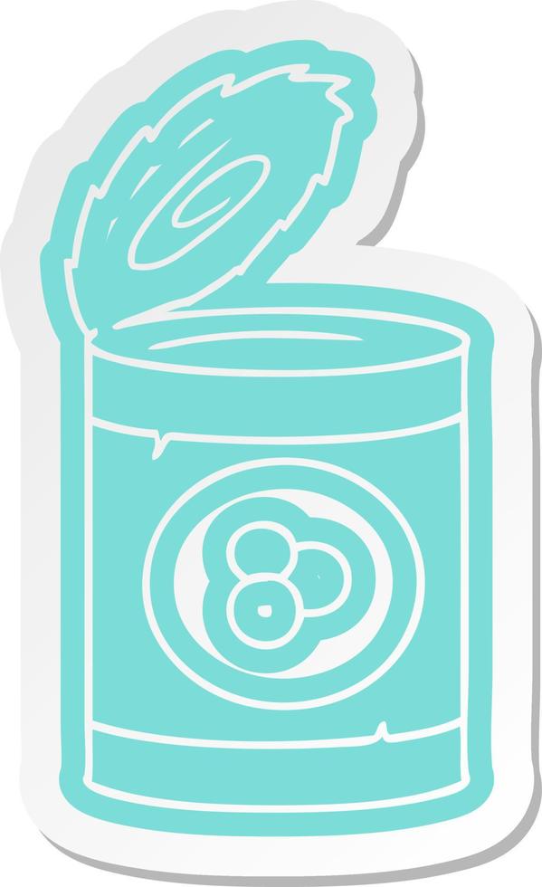 cartoon sticker of a can of peaches vector