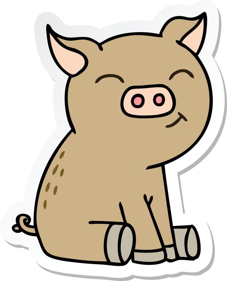 sticker of a quirky hand drawn cartoon pig vector
