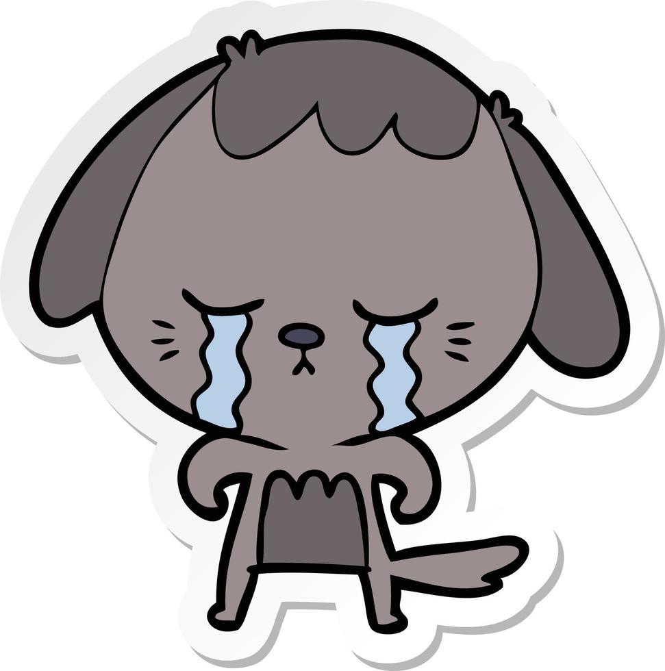 sticker of a cartoon crying dog vector