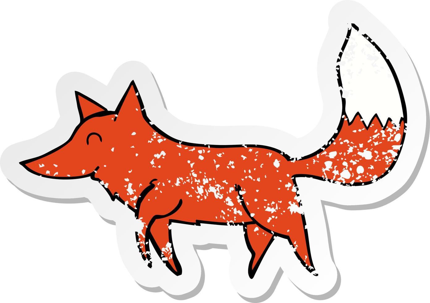 distressed sticker of a cartoon wolf vector