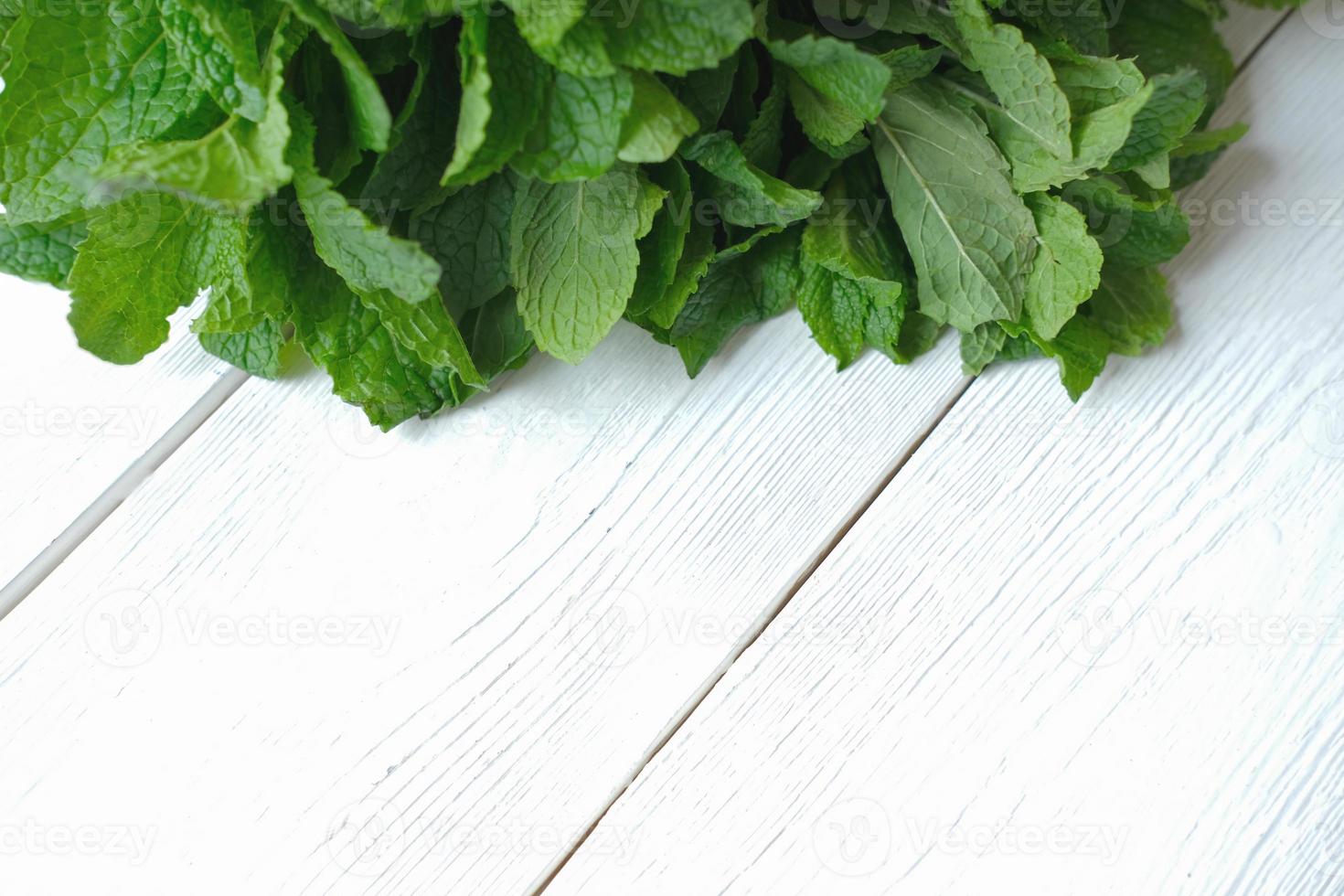 hojas de menta fresca para cóctel mohito o bebida refrescante. foto