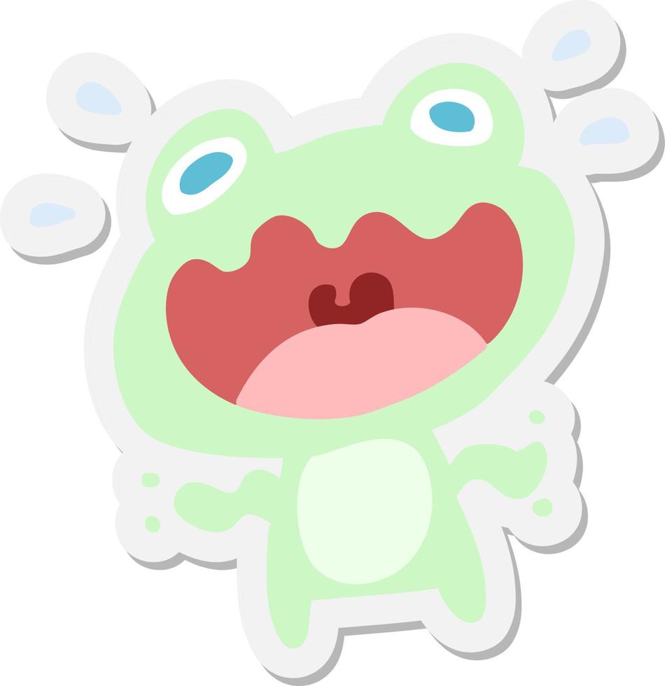 cartoon frog frightened sticker vector