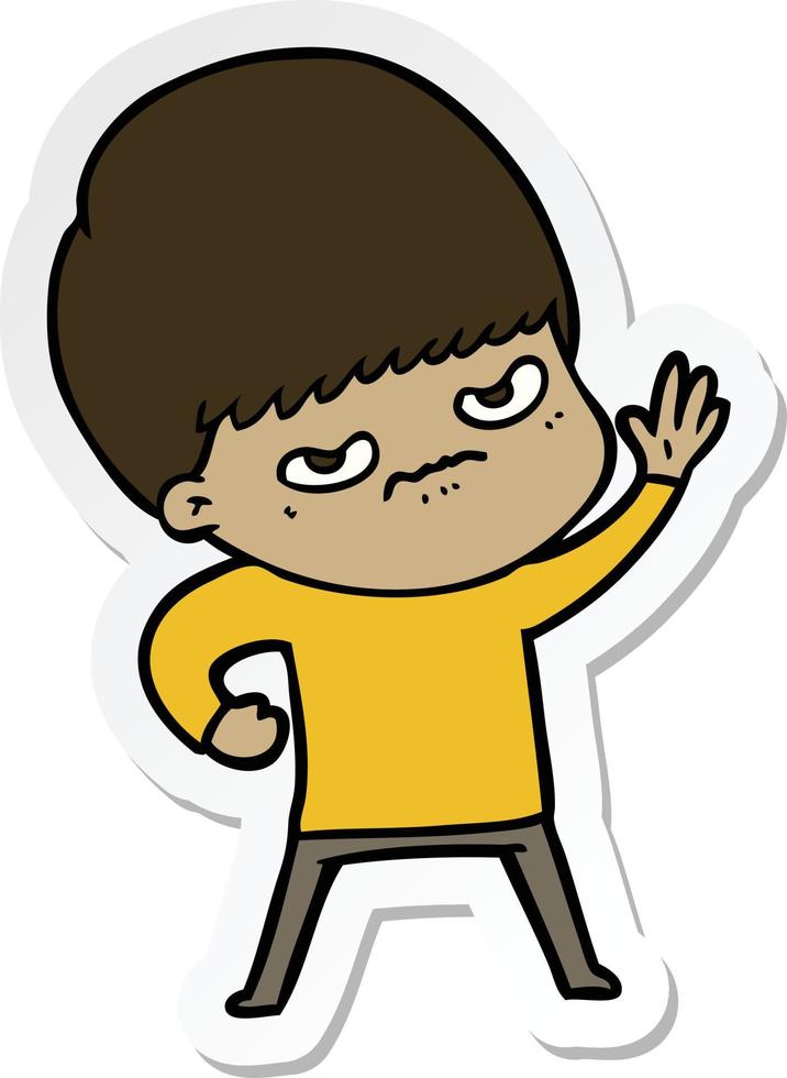 sticker of a angry cartoon boy vector
