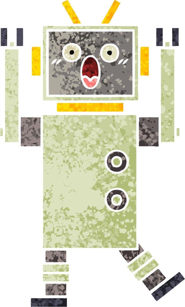 retro illustration style cartoon robot vector