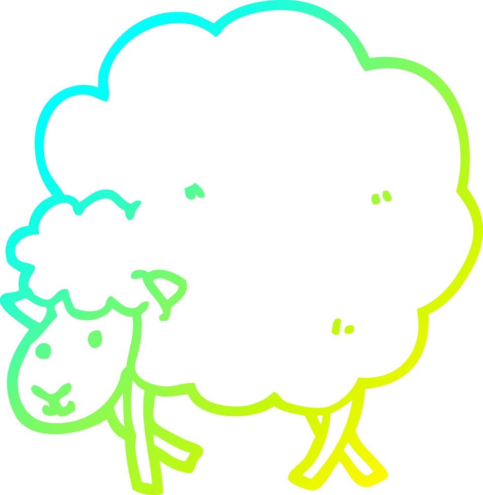 cold gradient line drawing cartoon sheep vector