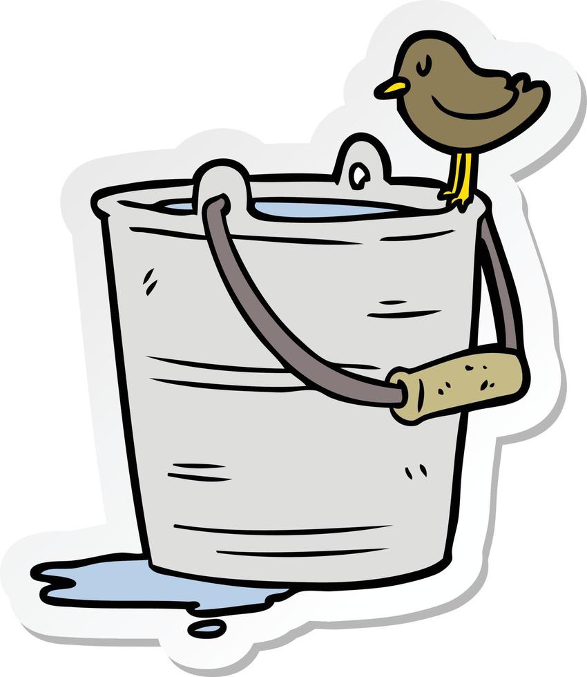 sticker of a cartoon bucket of water vector