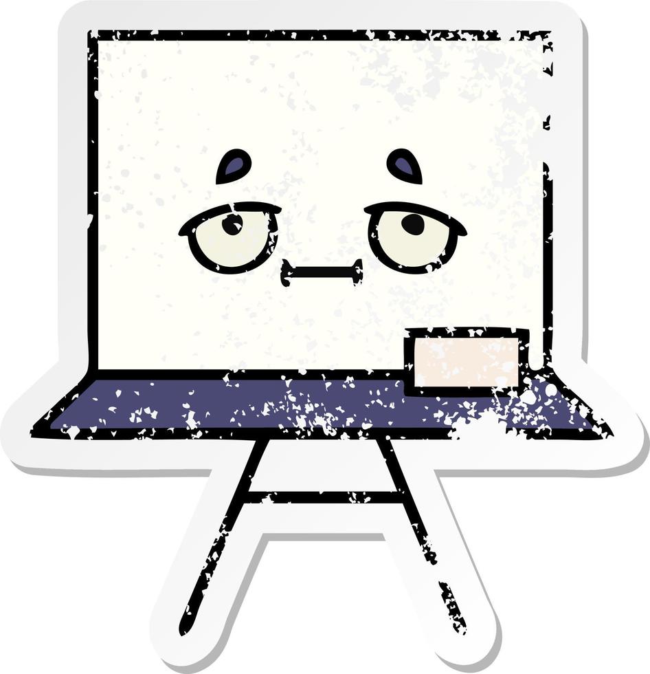 distressed sticker of a cute cartoon white board vector