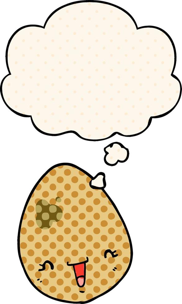 cartoon egg and thought bubble in comic book style vector