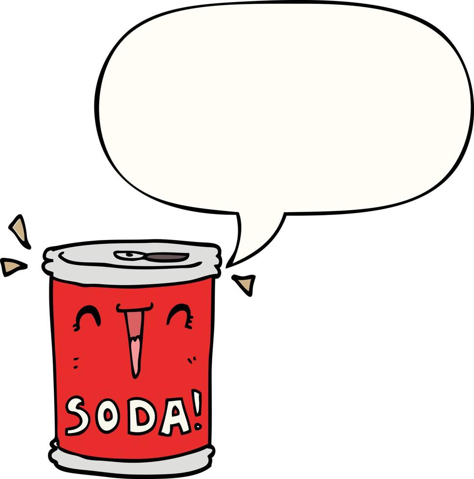 cartoon soda can and speech bubble vector