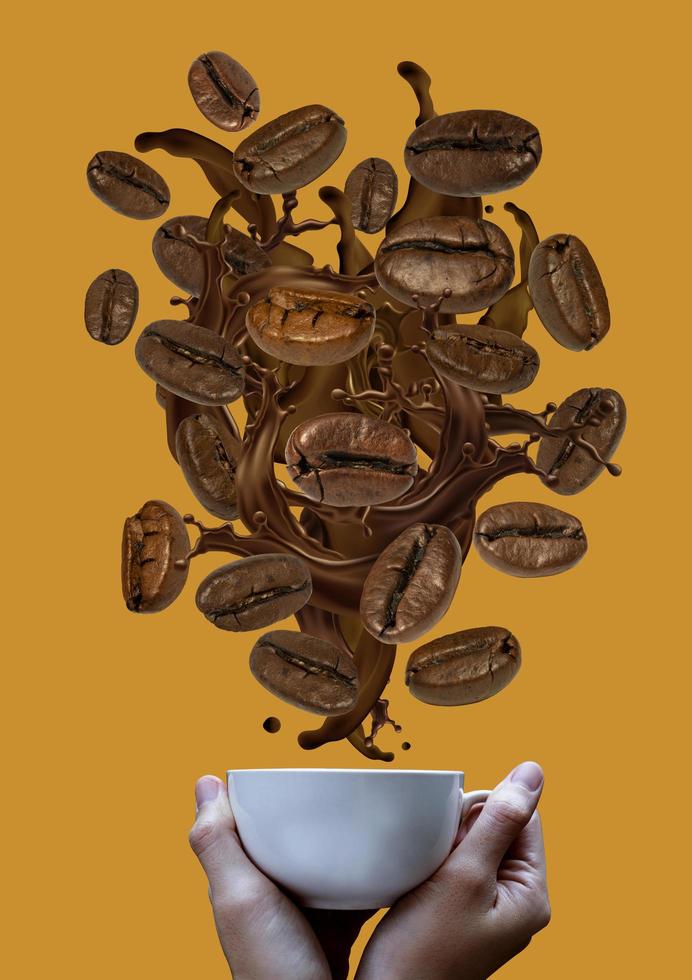 fondo de salpicaduras de granos de café foto