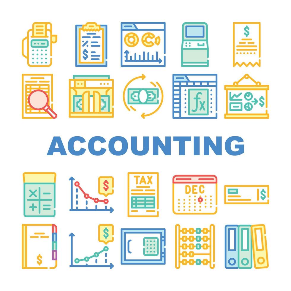Accounting And Finance Collection Icons Set Vector Illustrations