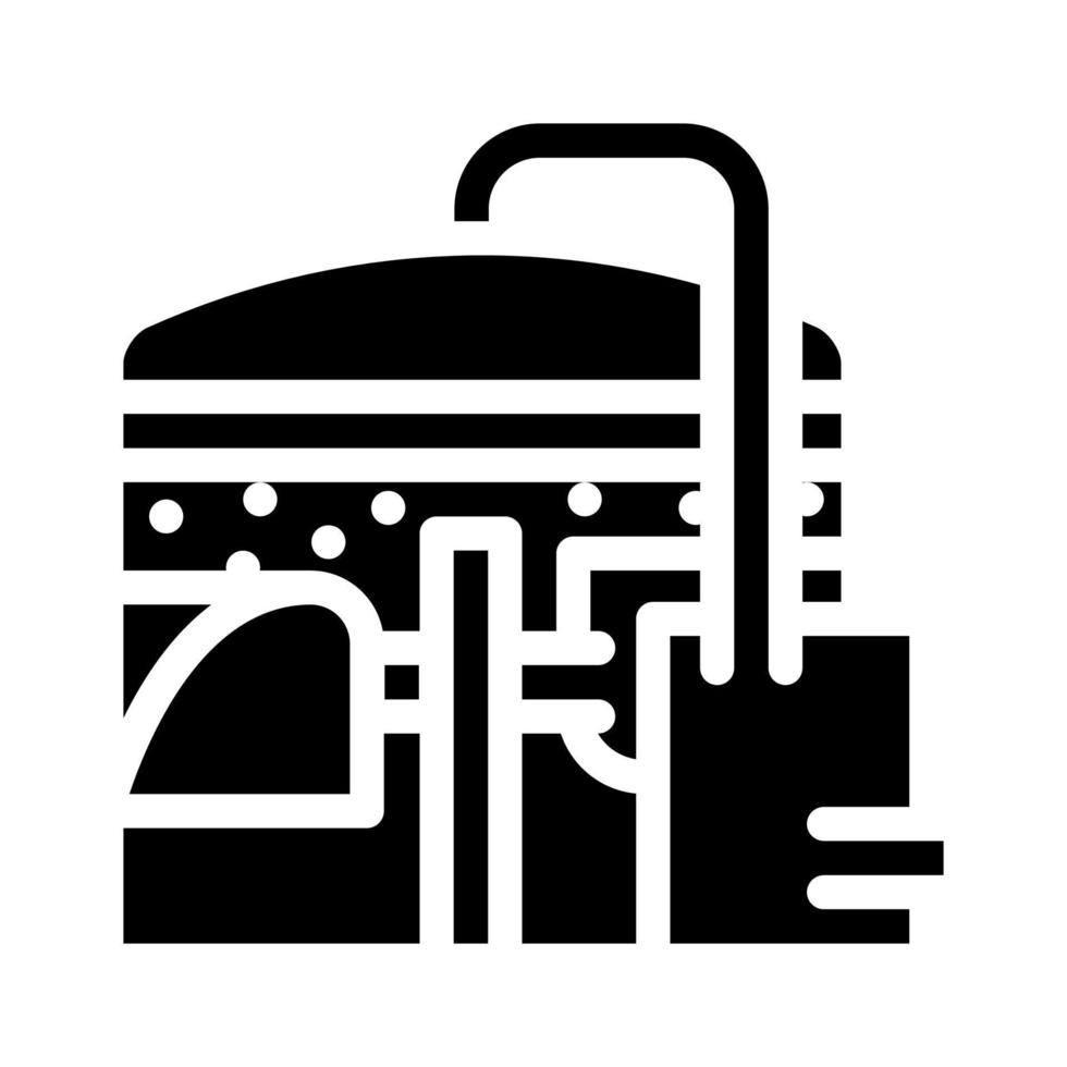 tanque de metano o planta de biogás, digestor o reactor glifo icono vector ilustración
