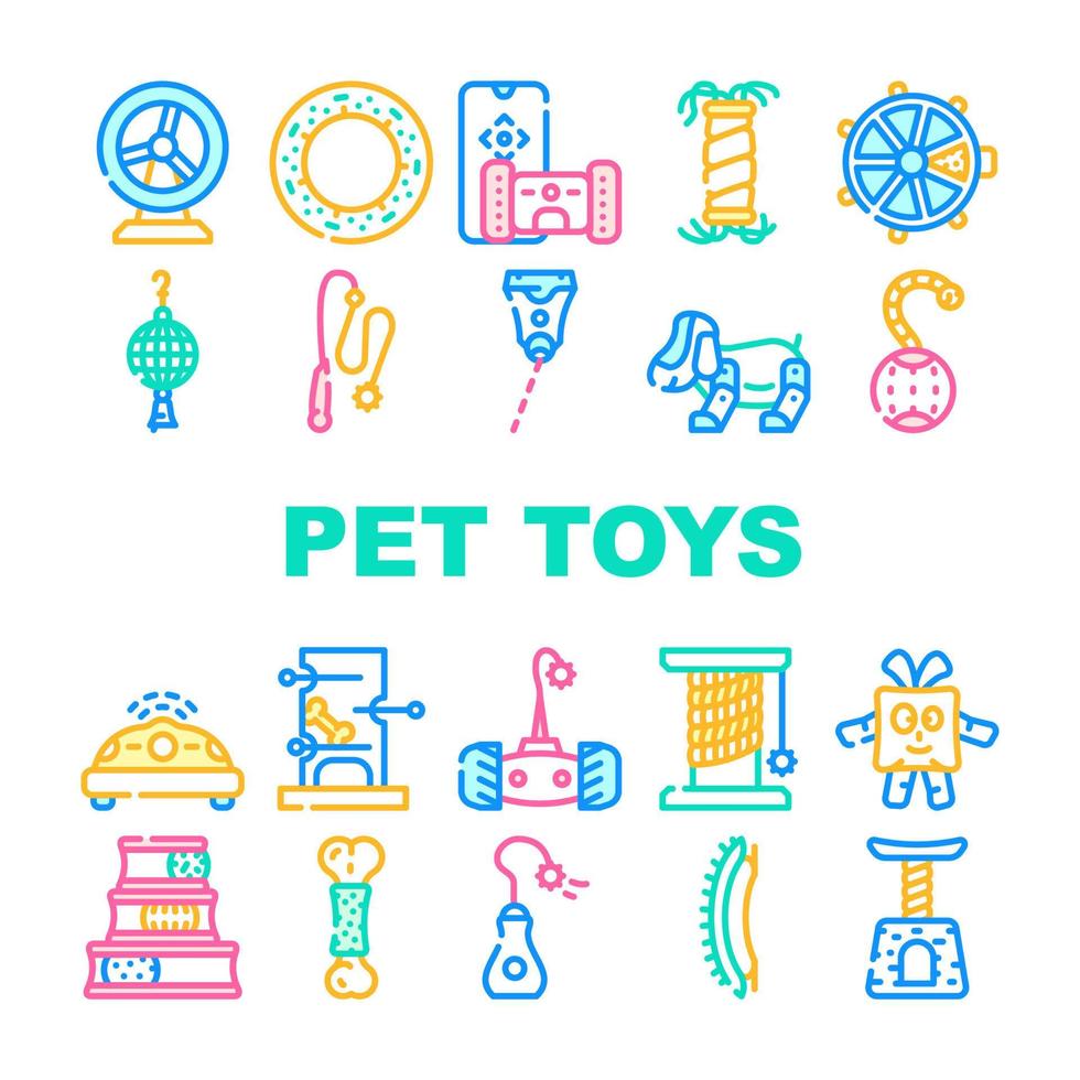 Pet Toys For Enjoyment Animal Icons Set Vector