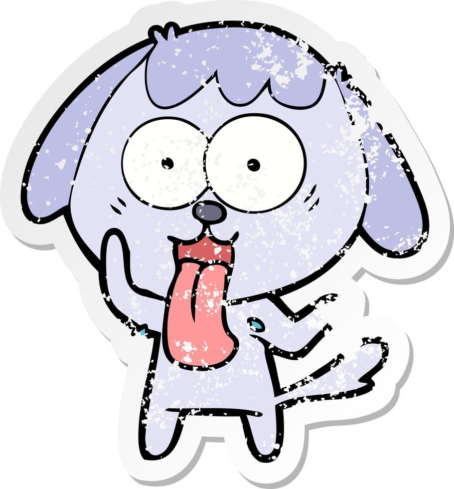 distressed sticker of a cute cartoon dog vector