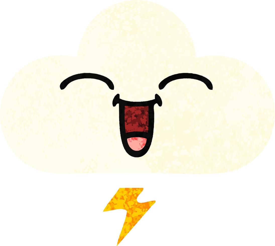 retro illustration style cartoon thunder cloud vector