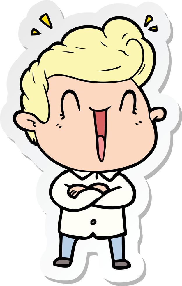 sticker of a cartoon excited man vector