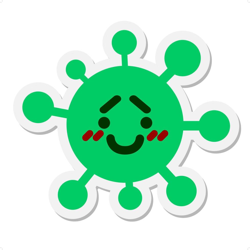 happy blushing virus sticker vector
