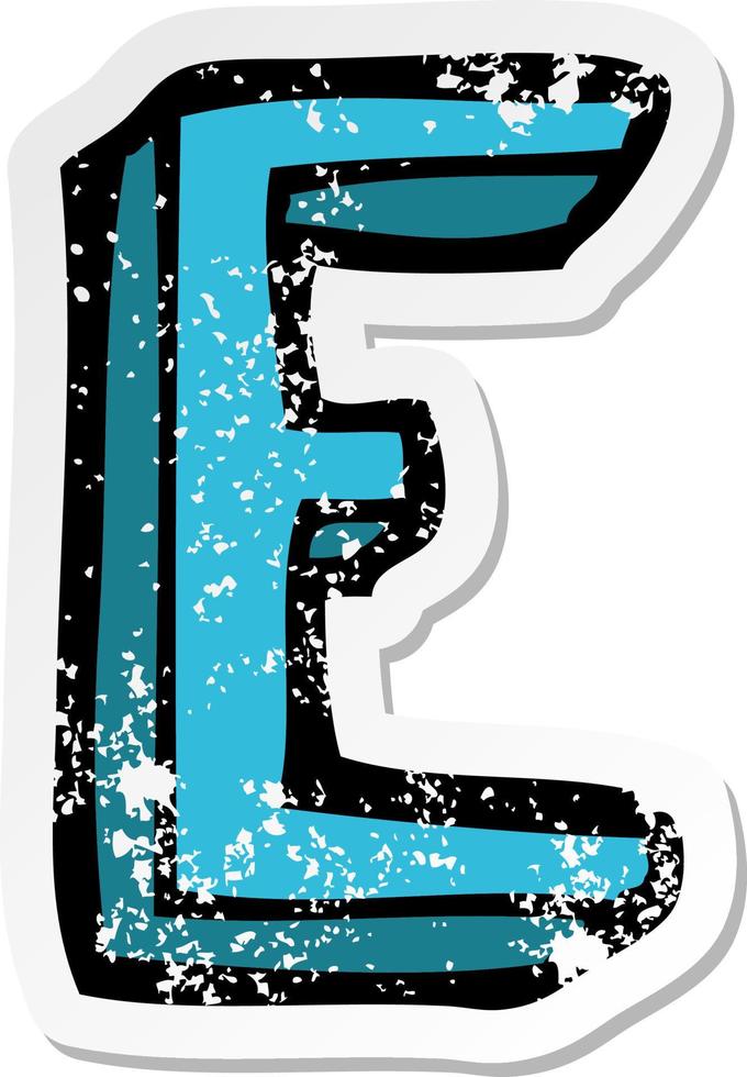 retro distressed sticker of a cartoon letter vector
