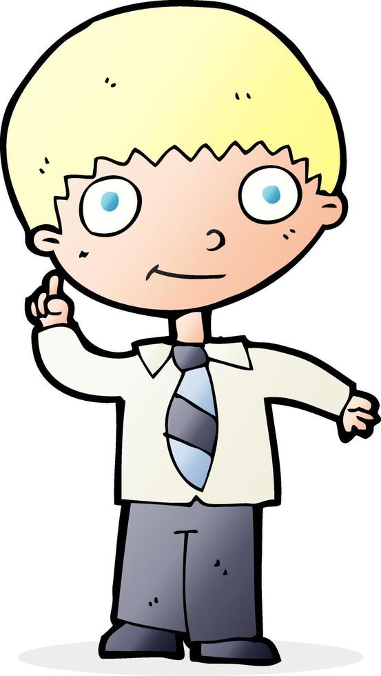 cartoon school boy with idea vector