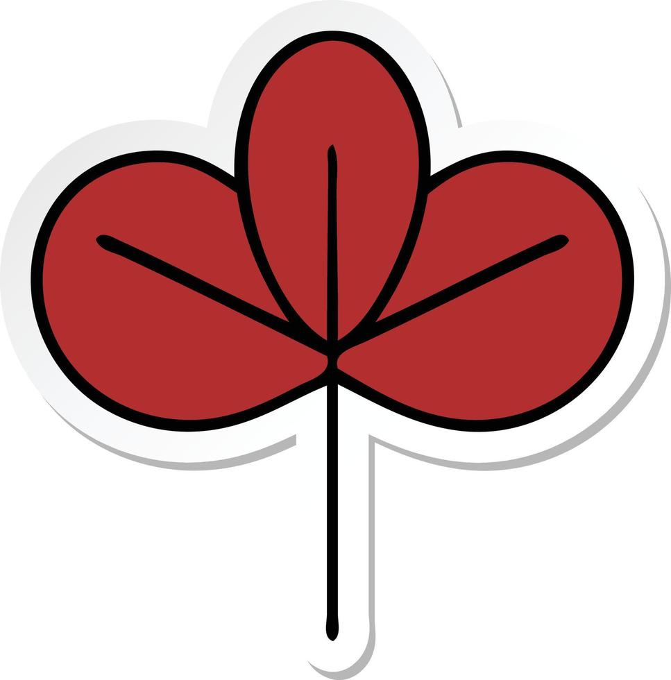 sticker of a cute cartoon autumn leaf vector