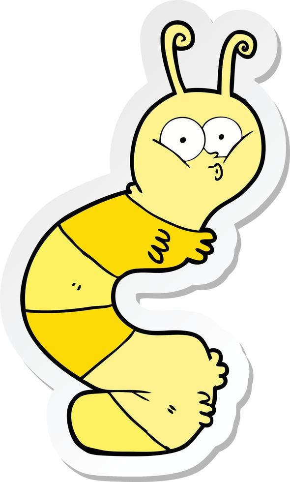 sticker of a funny cartoon caterpillar vector